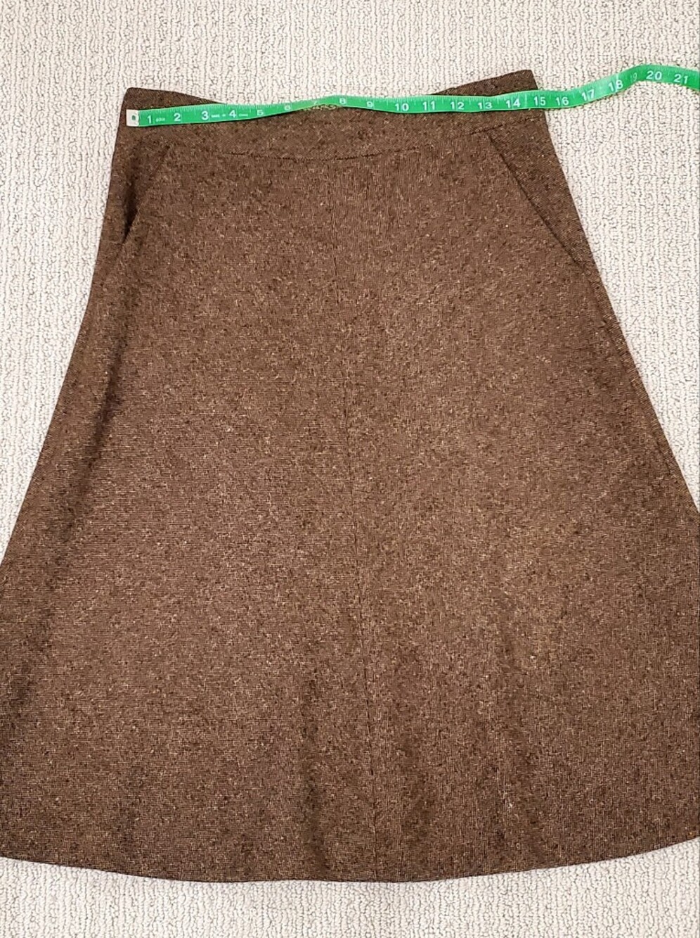 Theory Brown Fleck Donegal Tweed 98% Wool Midi ALine Skirt Pockets Sz 4 LIKE NEW - Picture 14 of 16